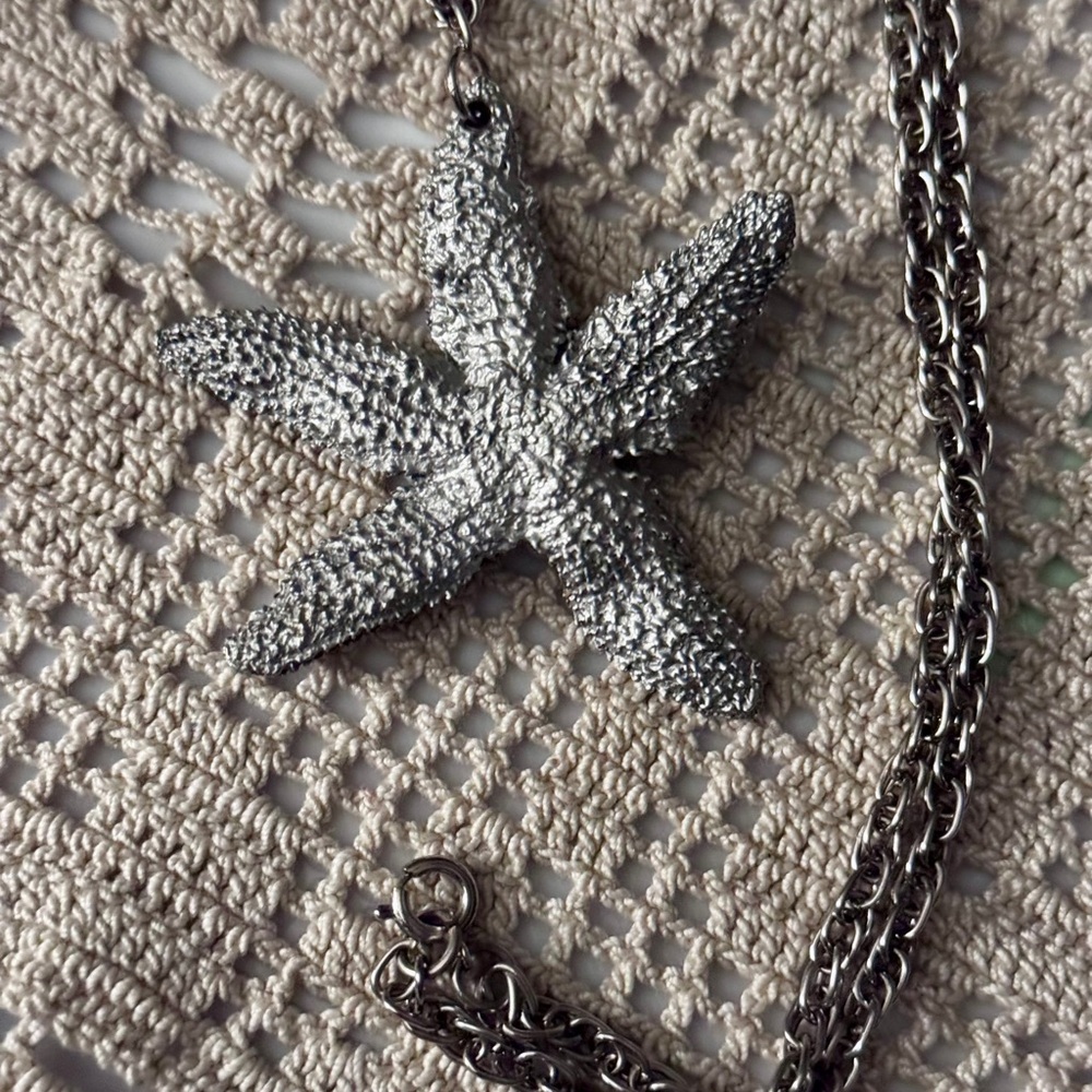 Silver Pewter Starfish Pendant Necklace. Free with purchase